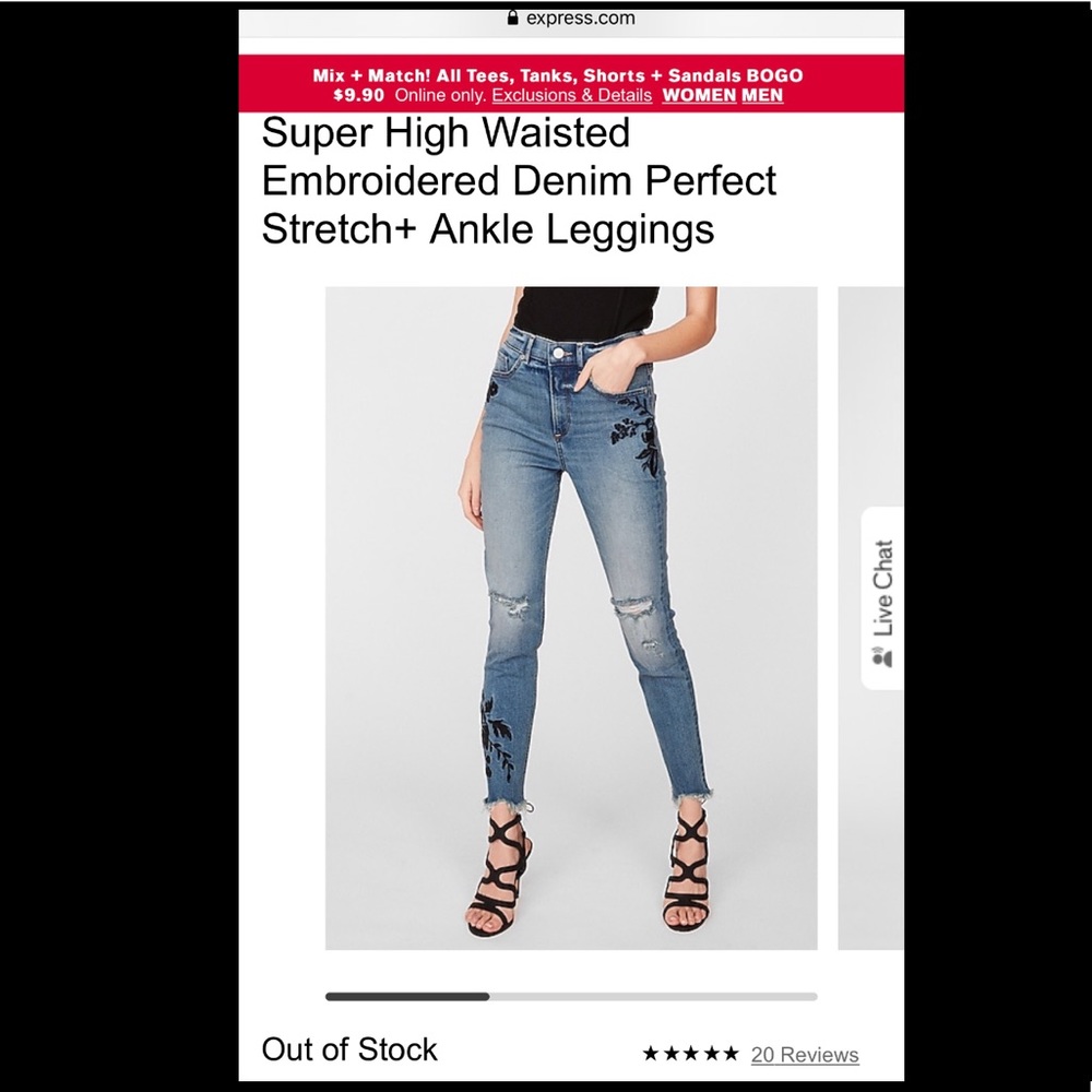 Express Super High Rise Ankle Denim Legging